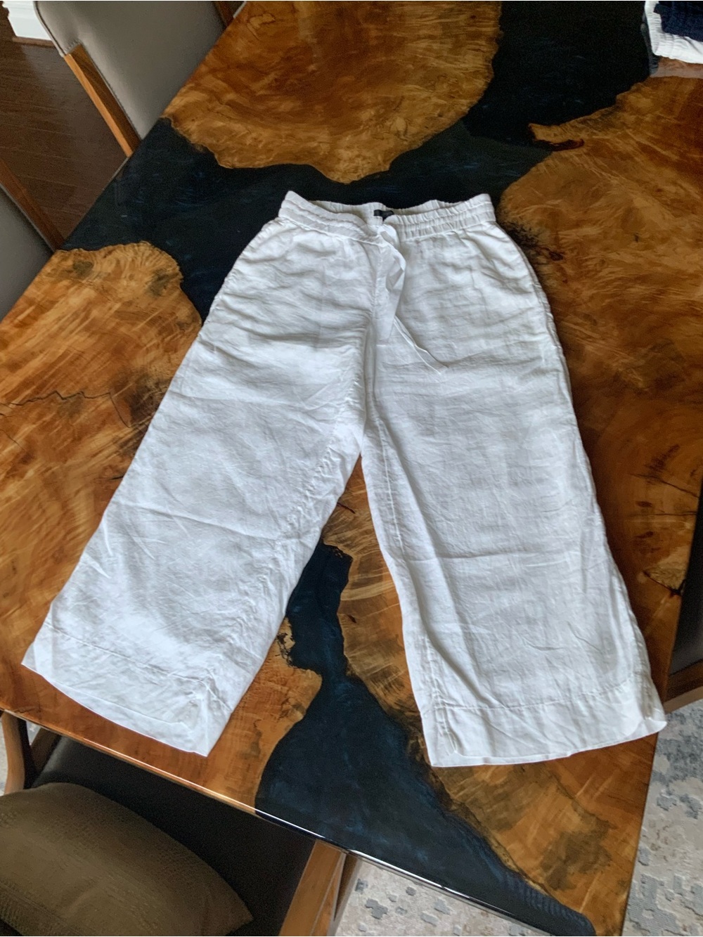 NEW J. CREW Cropped White Linen Pants - Lined